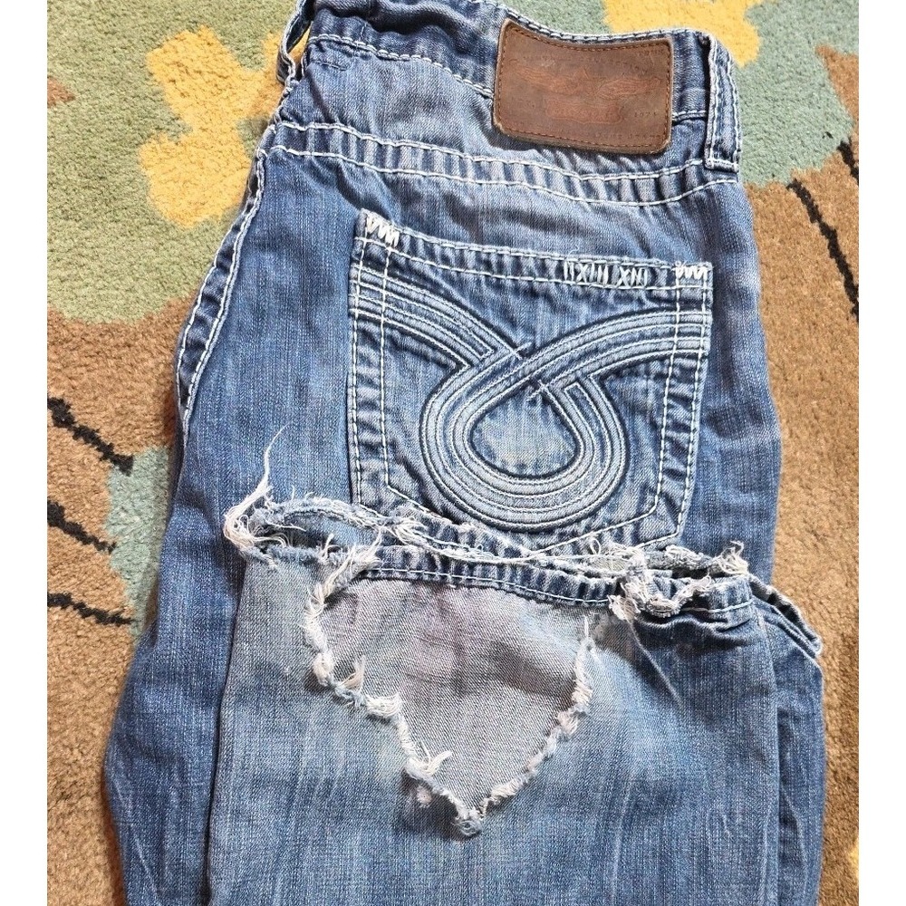 Big Star Jeans Men 36x32 Blue Pioneer Straight Thrashed Washout Faded Distressed